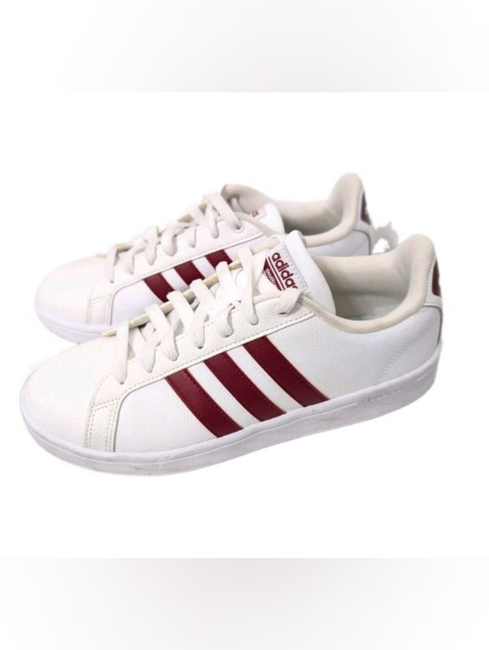 Adidas Cloudfoam Advantage White Burgundy Stripes AC7736 Womens Size 9